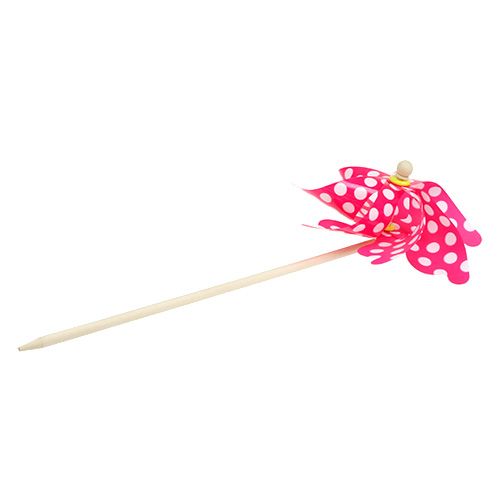 Floristik24 Väderkvarn på stolpen med prickar fuchsia Ø30cm