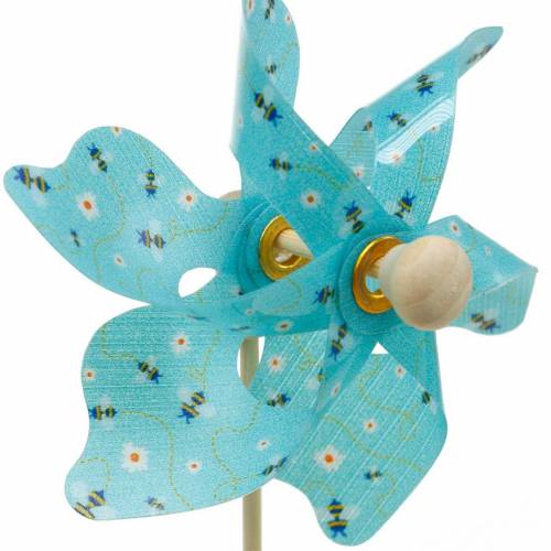 Floristik24 Väderkvarn pinwheel bin turkos Ø8,5cm sommardekoration trädgård 12st