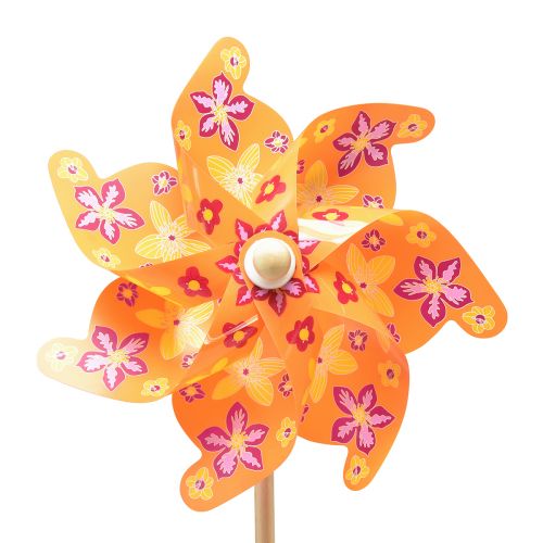 Floristik24 Väderkvarn på en pinne pinwheel orange gul rosa Ø30,5cm 74cm