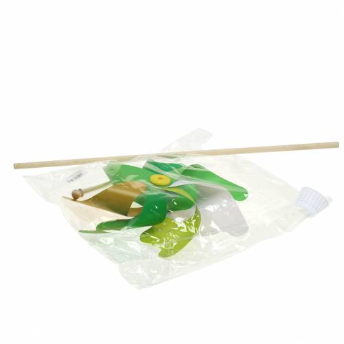 Floristik24 Elegant väderkvarn på staven grönt guldvitt Ø30cm
