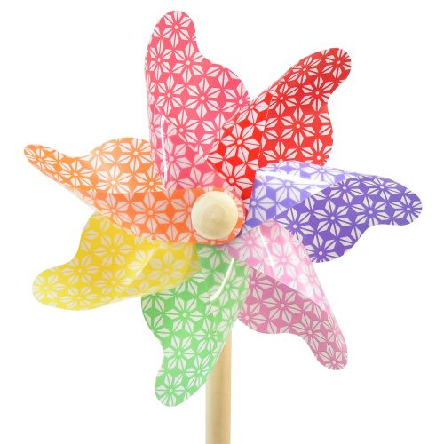 Floristik24 Pinwheel dekoration väderkvarn liten på pinnen färgad Ø14cm 30cm
