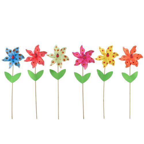Floristik24 Pinwheel nyckelpiga på blomma väderkvarn Ø8,5cm H28cm 6st