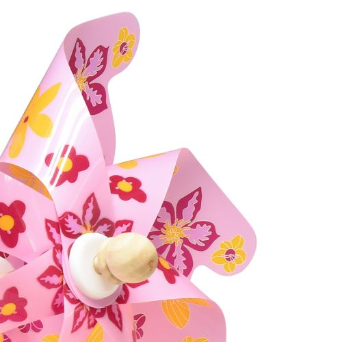 Floristik24 Pinwheel on a pinne väderkvarn dekoration rosa gul Ø30,5cm 74cm