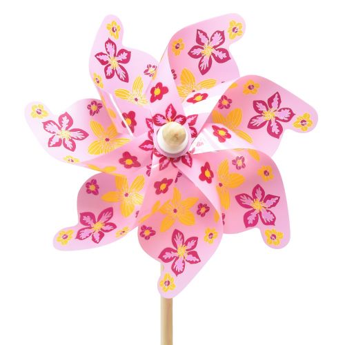 Artikel Pinwheel on a pinne väderkvarn dekoration rosa gul Ø30,5cm 74cm