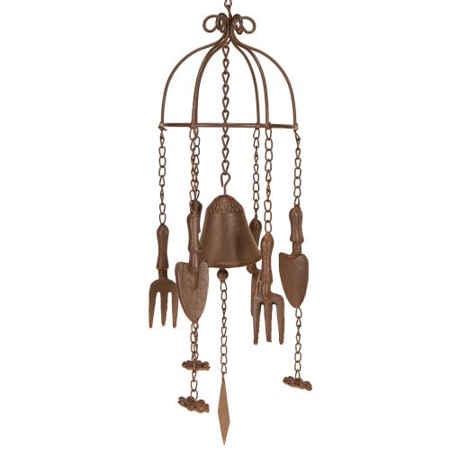 Wind Chime Metall Trädgårdsredskap Dekoration Brun Ø13cm H76cm