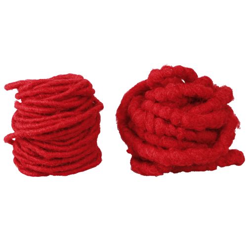Artikel Ullsnöre Röd Filtsnöre Wick Tråd Fleece L7m Set 2st