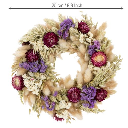 Artikel Krans av torkade blommor, festlig bordsdekoration för speciella tillfällen och säsonger, 25 cm