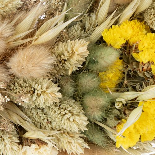 Artikel Krans av torkad blomning, naturlig dekoration för bord, vardagsrum och hall, 25 cm