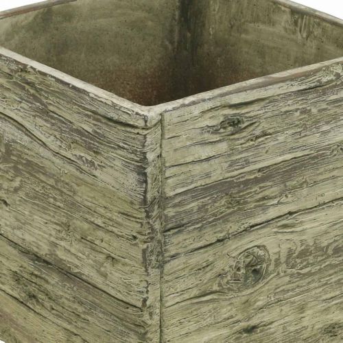 Floristik24 Blomkruka fyrkantig 18x18cm betonglåda trälook