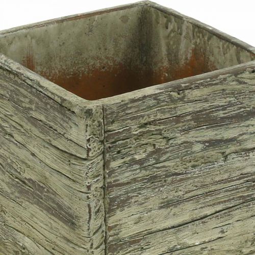 Floristik24 Blomkruka fyrkantig 12x12cm betongkub trälook