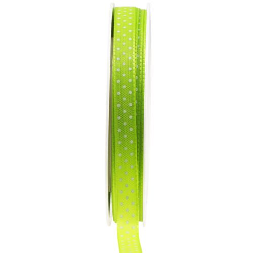 Floristik24 Presentband prickat dekorationsband maj grön 10mm 25m