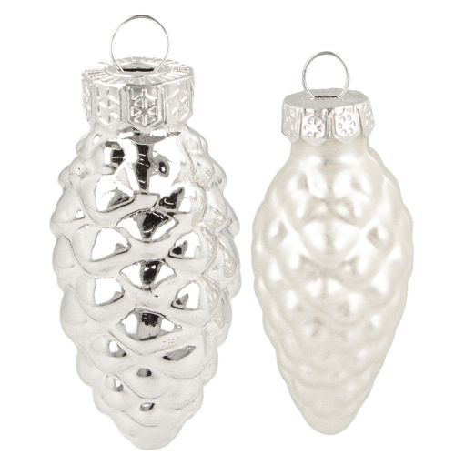 Floristik24 Strutar i blandad glas, silver, 5 cm, 14 st