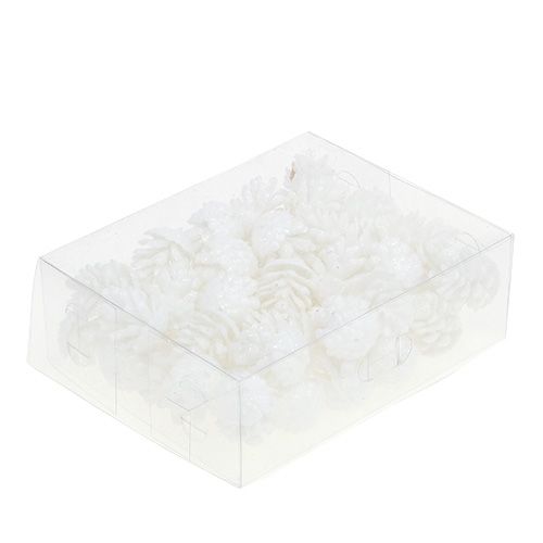 Artikel Dekorativa koner vit glitter spridd dekoration hängande dekoration 3,5cm 45 stycken