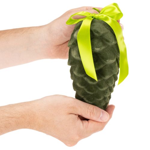 Dekorativa kottar för upphängning, flockade kottar med band och rosett, 18 cm, 3 stycken | Floristik24.se