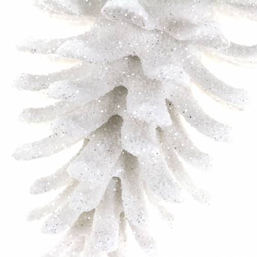 Floristik24 Julgransprydnader kottar vitt glitter 9cm x 4,5cm 6st