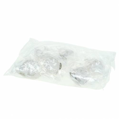 Floristik24 Julgransprydnader kottar vitt glitter 9cm x 4,5cm 6st