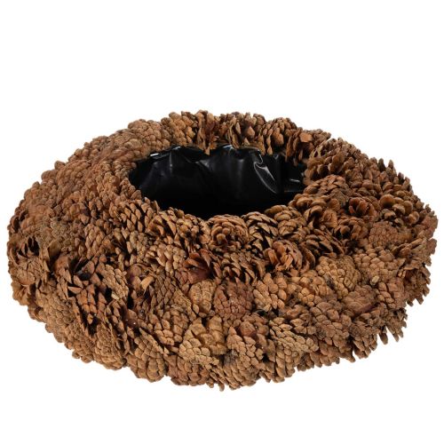 Rund tallkottekruka som planteringslåda, 38 cm; rund tallkottekruka, naturbrun, tillverkad av tallkottar, 38 cm x 14 cm köpa | Floristik24.se