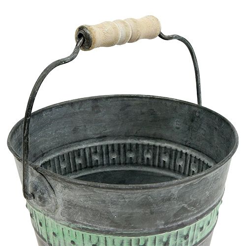 Floristik24 Zink hink med grön Ø15cm H12cm