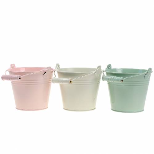 Floristik24 Zink hink sortiment pastellfärger Ø12cm H10cm 8st