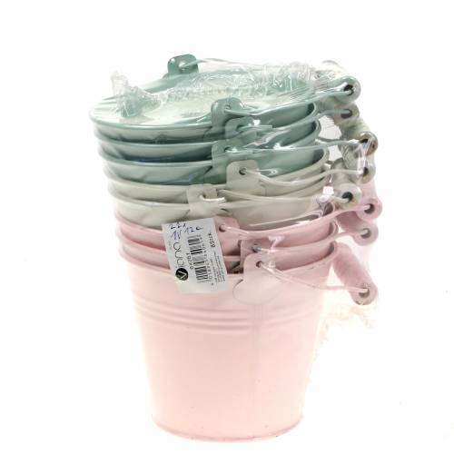 Floristik24 Zink hink sortiment pastellfärger Ø12cm H10cm 8st
