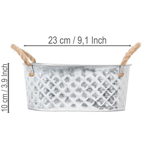Oval zinkskål 23 cm x 12 cm H10,5 cm | Floristik24.se