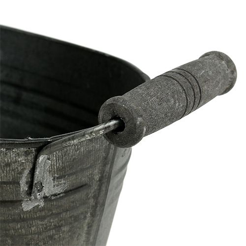 Floristik24 Zinkskål oval antik med trähandtag 18cm x 10cm