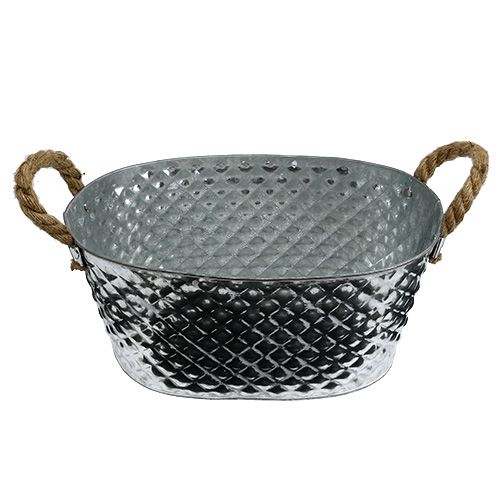 Artikel Zinkskål oval med rephandtag 27cm x 17,5cm H12cm