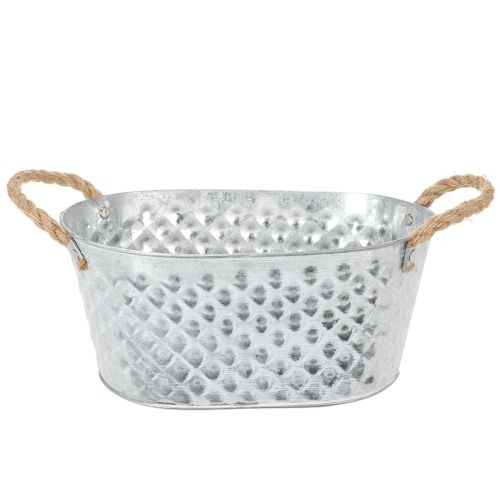 Oval zinkskål med rephandtag, 27 cm x 17,5 cm, H12 cm köpa | Floristik24.se
