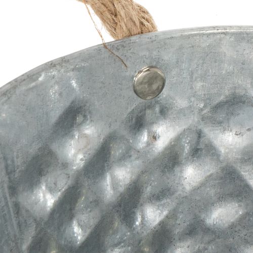 Oval zinkskål med rephandtag, 27 cm x 17,5 cm, H12 cm | Floristik24.se