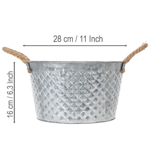 Rund zinkskål med rephandtag Ø28cm H16cm | Floristik24.se