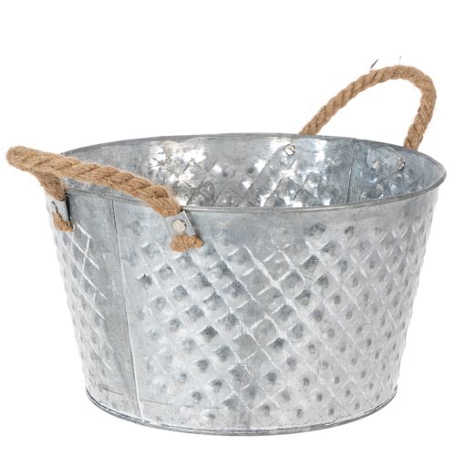 Rund zinkskål med rephandtag Ø28cm H16cm | Floristik24.se