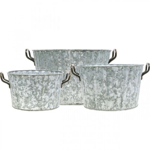 Floristik24 Dekorativ planteringskruka metall zink Ø26,5/30,5/34,5 cm set om 3