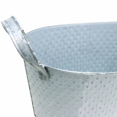 Zinkskål oval ljusgrå tvättad 27x18cm H12cm | Floristik24.se