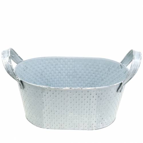Zinkskål oval ljusgrå tvättad 27x18cm H12cm | Floristik24.se