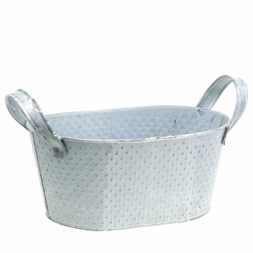 Zinkskål oval ljusgrå tvättad 27x18cm H12cm | Floristik24.se