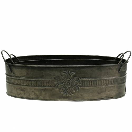 Floristik24 Dekorativ skål antik oval zink 33,5 cm / 29,5 cm 2 st