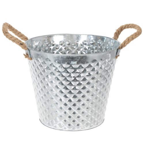 Zinkkruka, diamantformad, med rephandtag, vitkalkad, Ø24,5 cm H21 cm köpa | Floristik24.se