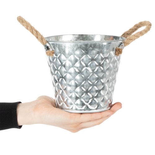 Zinkkruka med rephandtag Ø14,5cm H13cm | Floristik24.se