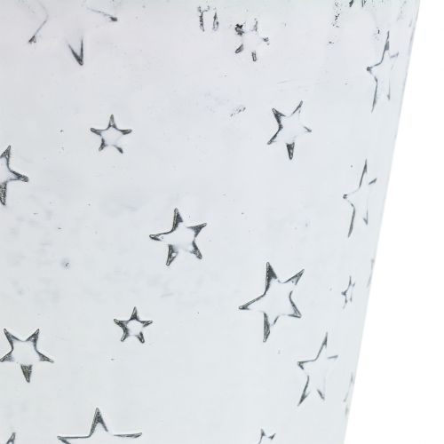 Artikel Zinkpanna med stjärnor Ø14cm H12cm vit tvättade 4st
