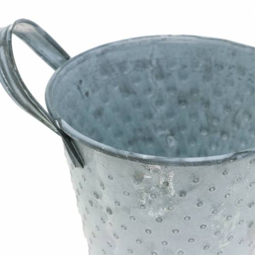 Floristik24 Zinkgryta med handtag grå prickad Ø12cm H10cm
