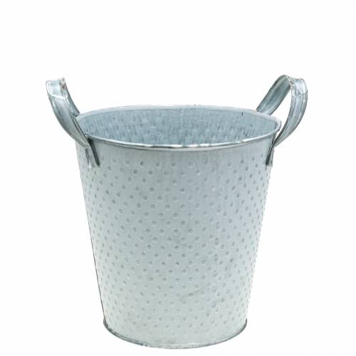 Floristik24 Zinkkruka med handtag Gråprickig Ø14cm H13cm
