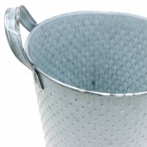 Floristik24 Zinkkruka med handtag Gråprickig Ø14cm H13cm