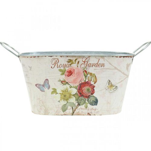 Floristik24 Zinkkruka, metallkärl med handtag, planteringspioner L21cm H11cm