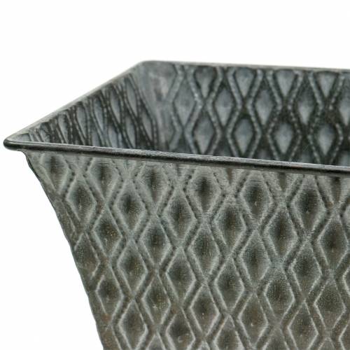 Floristik24 Zinkfartyg med diamantmönster fyrkantigt antikt 35,5 cm x 14,5 cm / 32,5 cm x 11,5 cm 2 st