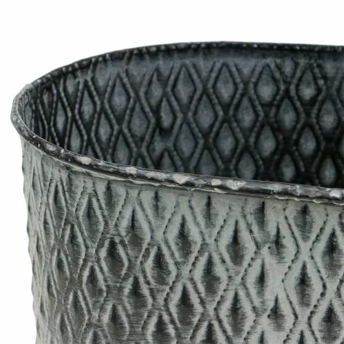 Floristik24 Zinkpanna med diamantmönster oval 23cm x 15cm / 21,5cm x 14cm 2st