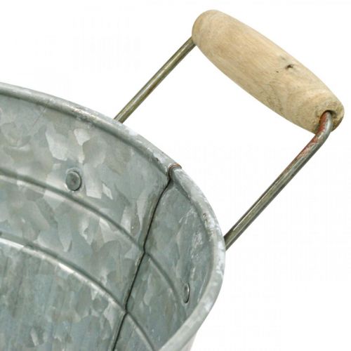 Floristik24 Zinkbalja blombalja metall trähandtag L57,5cm B31,5cm
