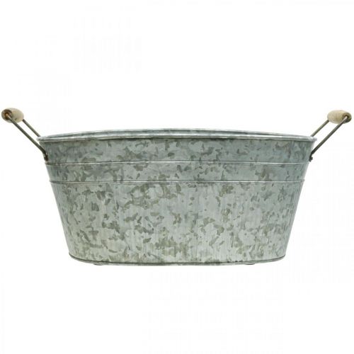 Floristik24 Zinkbalja blombalja metall trähandtag L57,5cm B31,5cm