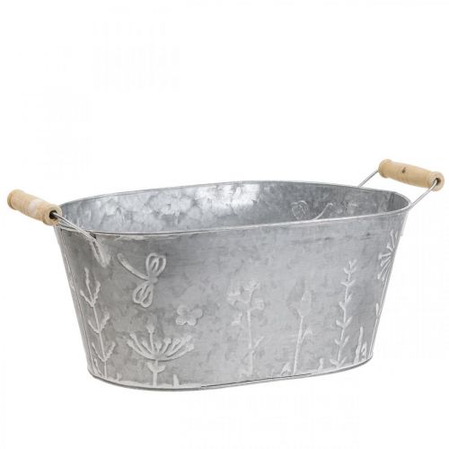 Floristik24 Zinkbalja för plantering Växtkruka med handtag 32×17×15cm