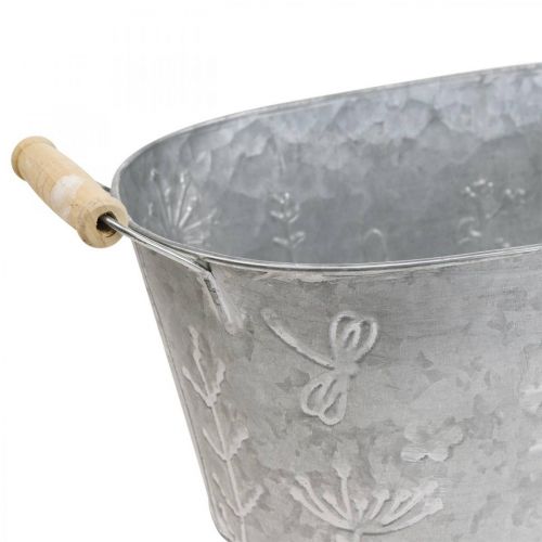 Floristik24 Zinkbalja för plantering Växtkruka med handtag 32×17×15cm