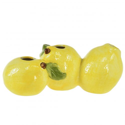 Floristik24 Citron dekorativ vas keramik 3 öppningar 21,5x11x8cm